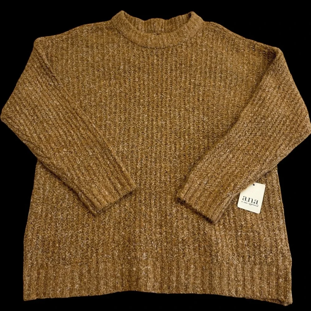 ANA A New Approach Womens Brown Sugar Marl‎ Ribbed Knit New Oversized L Sweater